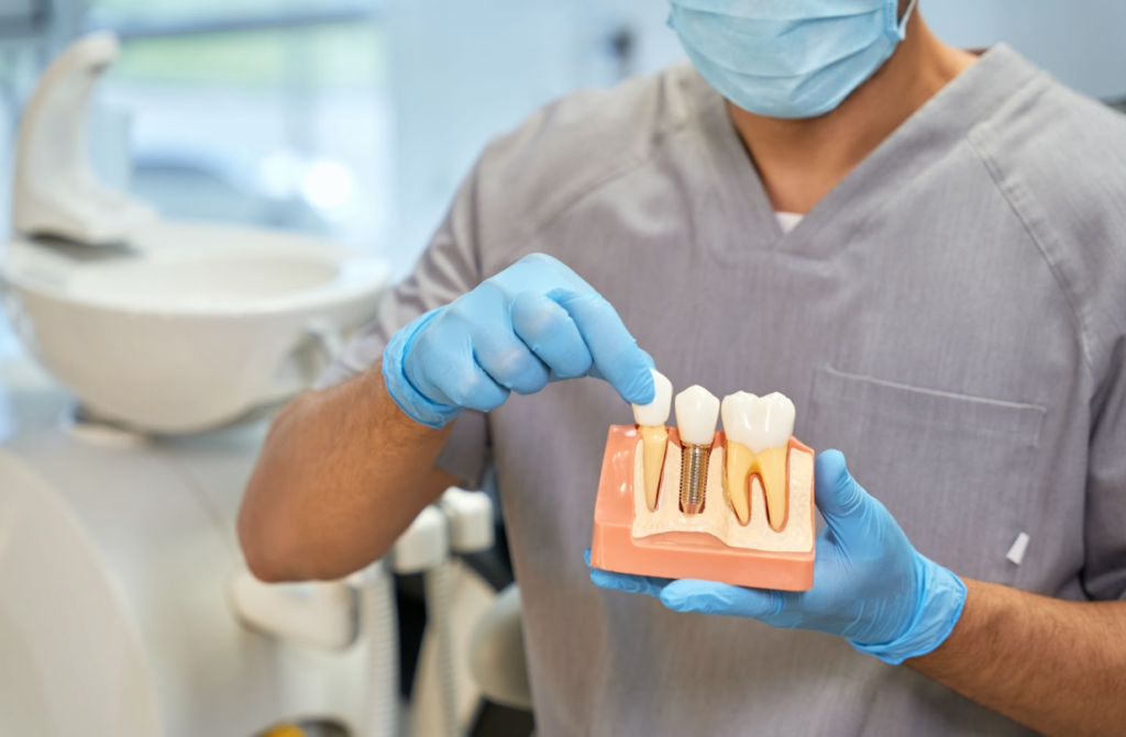 dentist explaining dental implant proceadure