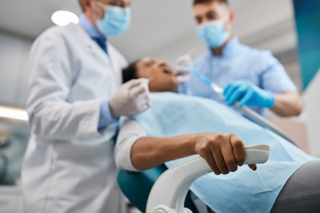 patient receiving dental exam