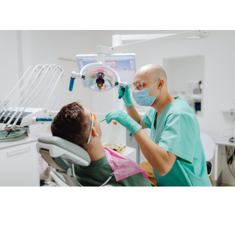 Patient being numbed by the dentist for a dental procedure.